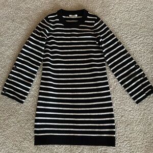 Madewell Black and White Striped Dress